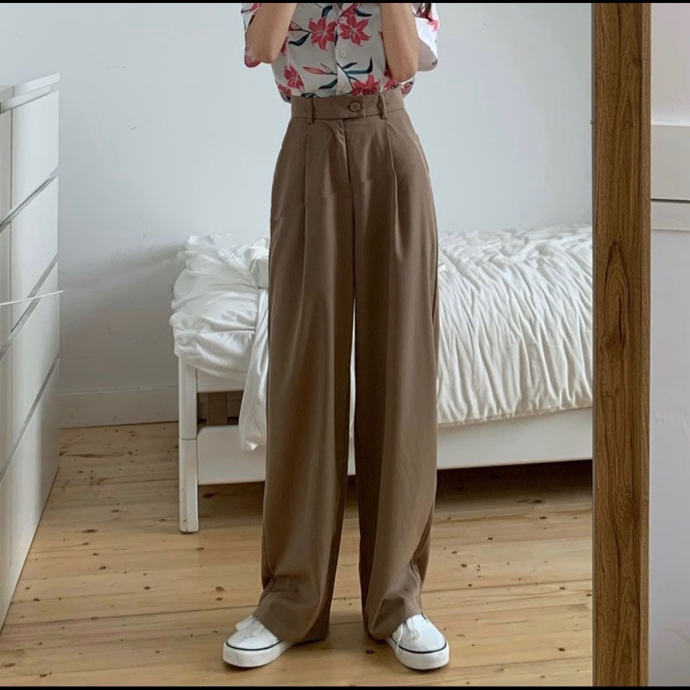 High Waist Wide Leg Trouser Pants